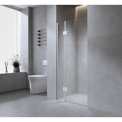 100cm Wall to Wall Frameless Shower Screen – Gunmetal Wall Channel with SS Hinges for Contemporary Style - Image 2