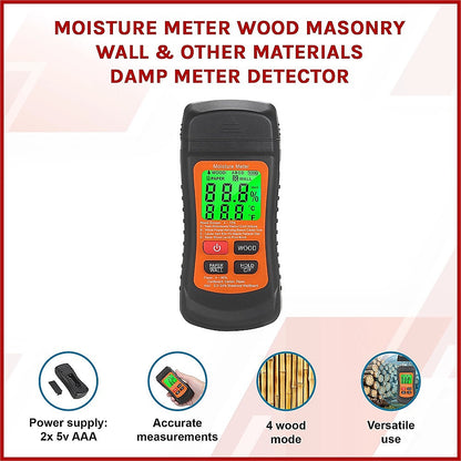 Moisture Meter Wood Masonry Wall & Other Materials Damp Meter Detector - Image 3
