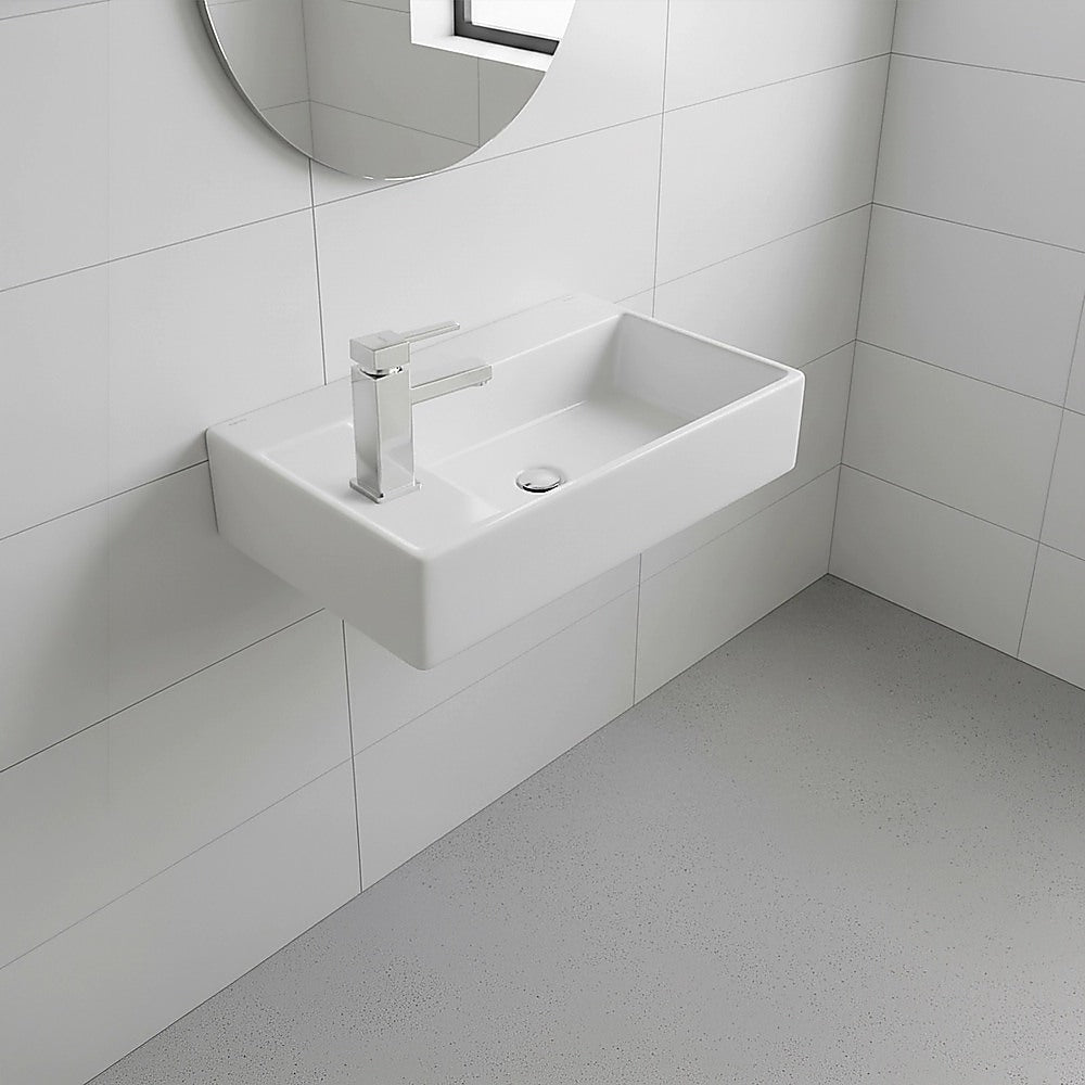 Small Compact Bathroom Cloakroom Hand Wash Basin Sink Ceramic Wall Hung - Image 4