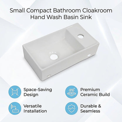 Small Compact Bathroom Cloakroom Hand Wash Basin Sink Ceramic Wall Hung - Image 6