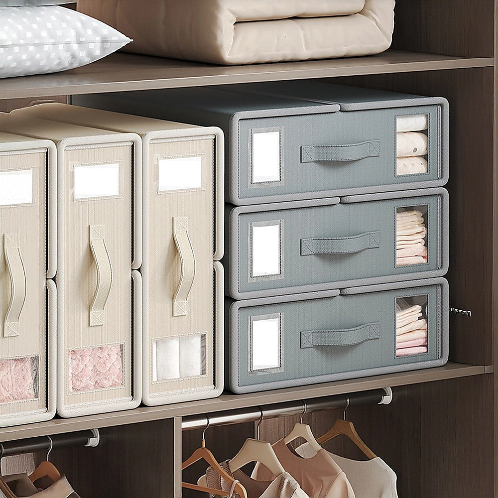 4PCS Foldable Bed Sheet Set Organizer Fabric Storage Bins with Handle Storage Box - Image 7