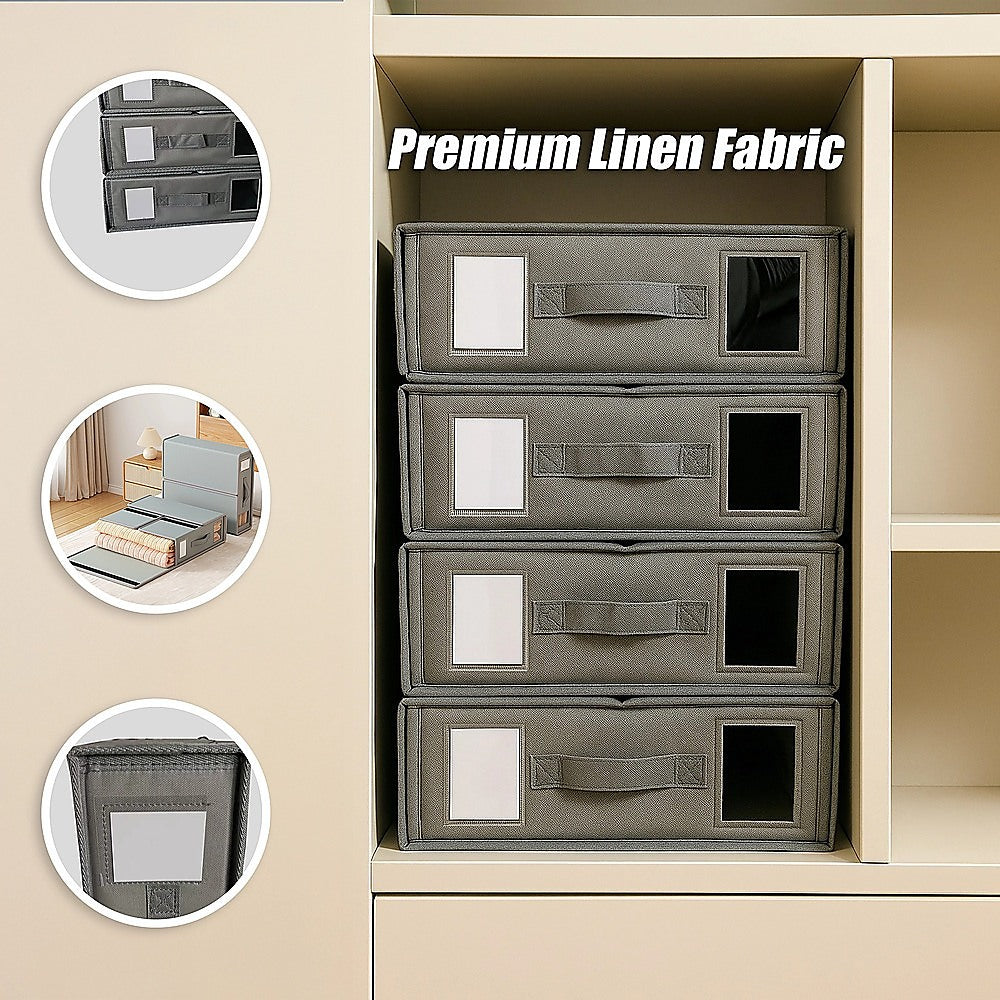 4PCS Foldable Bed Sheet Set Organizer Fabric Storage Bins with Handle Storage Box - Image 8