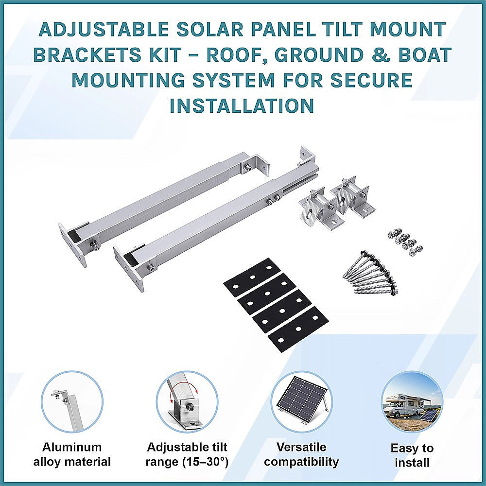 Adjustable Solar Panel Tilt Mount Brackets Kit – Roof, Ground & Boat Mounting System for Secure Installation - Image 3