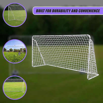 3.6m x 1.8m Portable Soccer Goal Net Steel Post Frame Backyard Football Training Set - Image 4