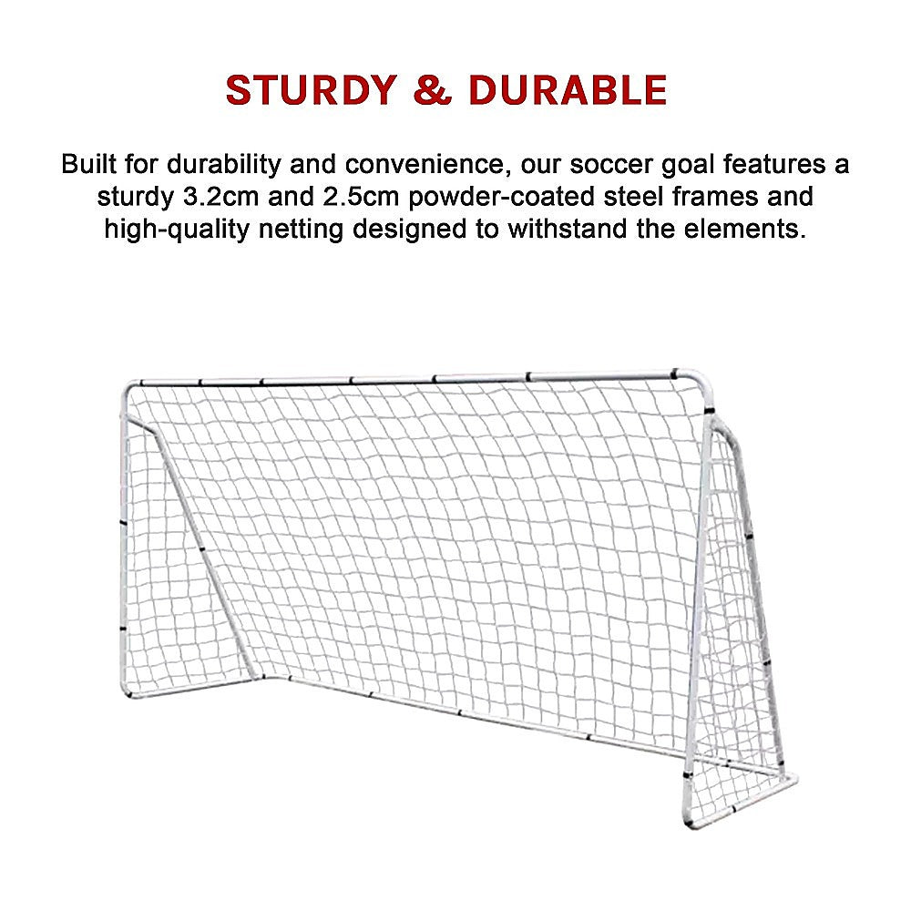 3.6m x 1.8m Portable Soccer Goal Net Steel Post Frame Backyard Football Training Set - Image 5