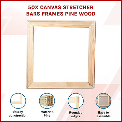 50x Canvas Stretcher Bars Frames Pine Wood - Image 3