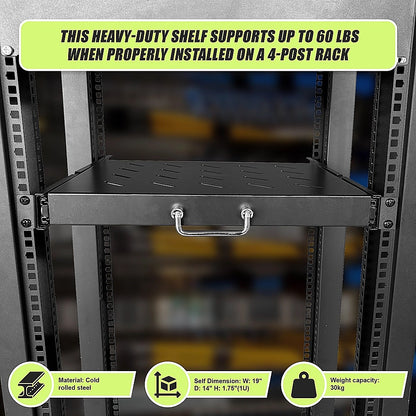 Sliding Rack Server Shelf 1U 19" 4 Post Mount – Adjustable 15" to 22" Rack Tray - Image 8