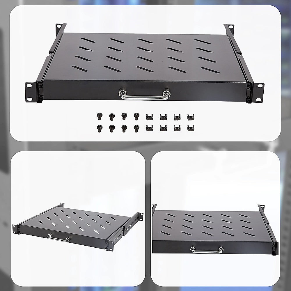 Sliding Rack Server Shelf 1U 19" 4 Post Mount – Adjustable 15" to 22" Rack Tray - Image 9