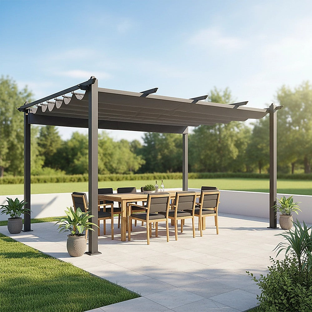 3x4M Aluminium Pergola Marquee with Retractable Roof – Garden Canopy - Image 2