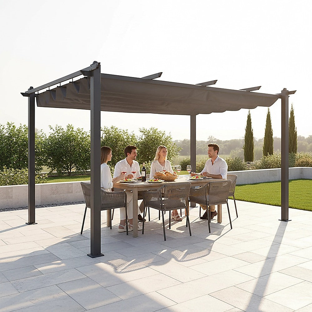 3x4M Aluminium Pergola Marquee with Retractable Roof – Garden Canopy - Image 5