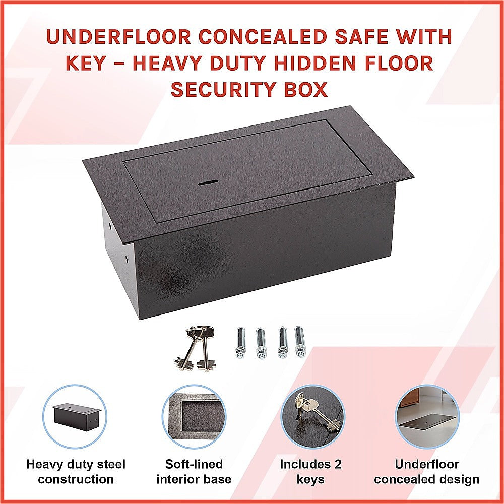 Underfloor Concealed Safe with Key – Heavy Duty Hidden Floor Security Box - Image 3