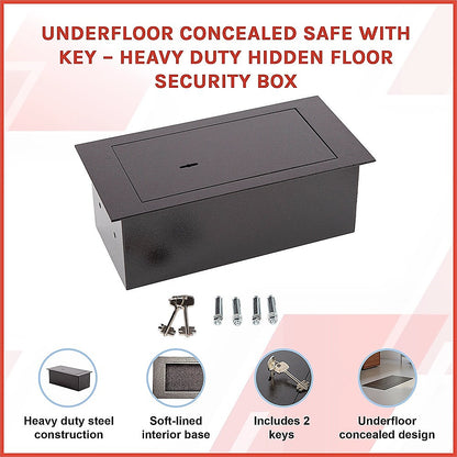 Underfloor Concealed Safe with Key – Heavy Duty Hidden Floor Security Box - Image 3