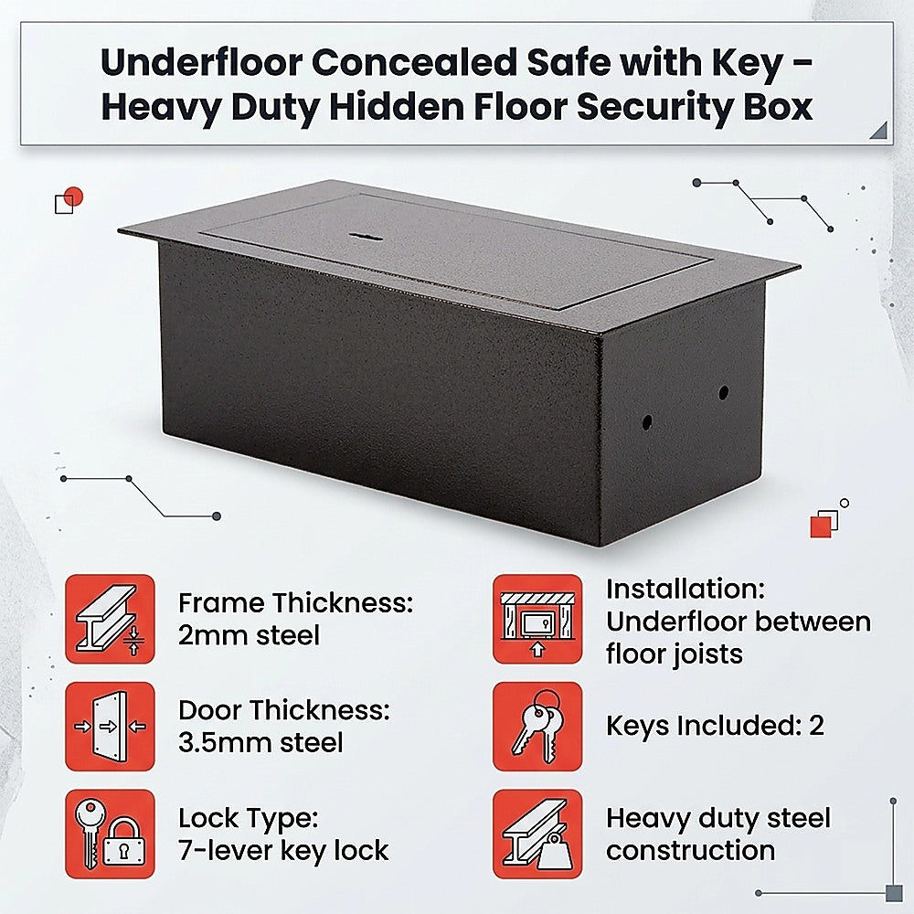 Underfloor Concealed Safe with Key – Heavy Duty Hidden Floor Security Box - Image 9