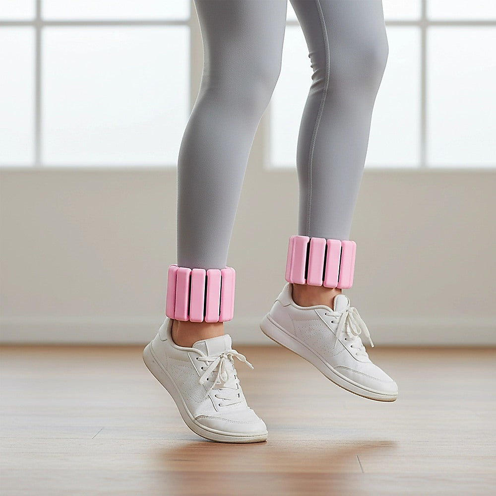 2-Piece Ankle & Wrist Weights – 1kg Pair Adjustable Workout Bangles (Pink) - Image 5