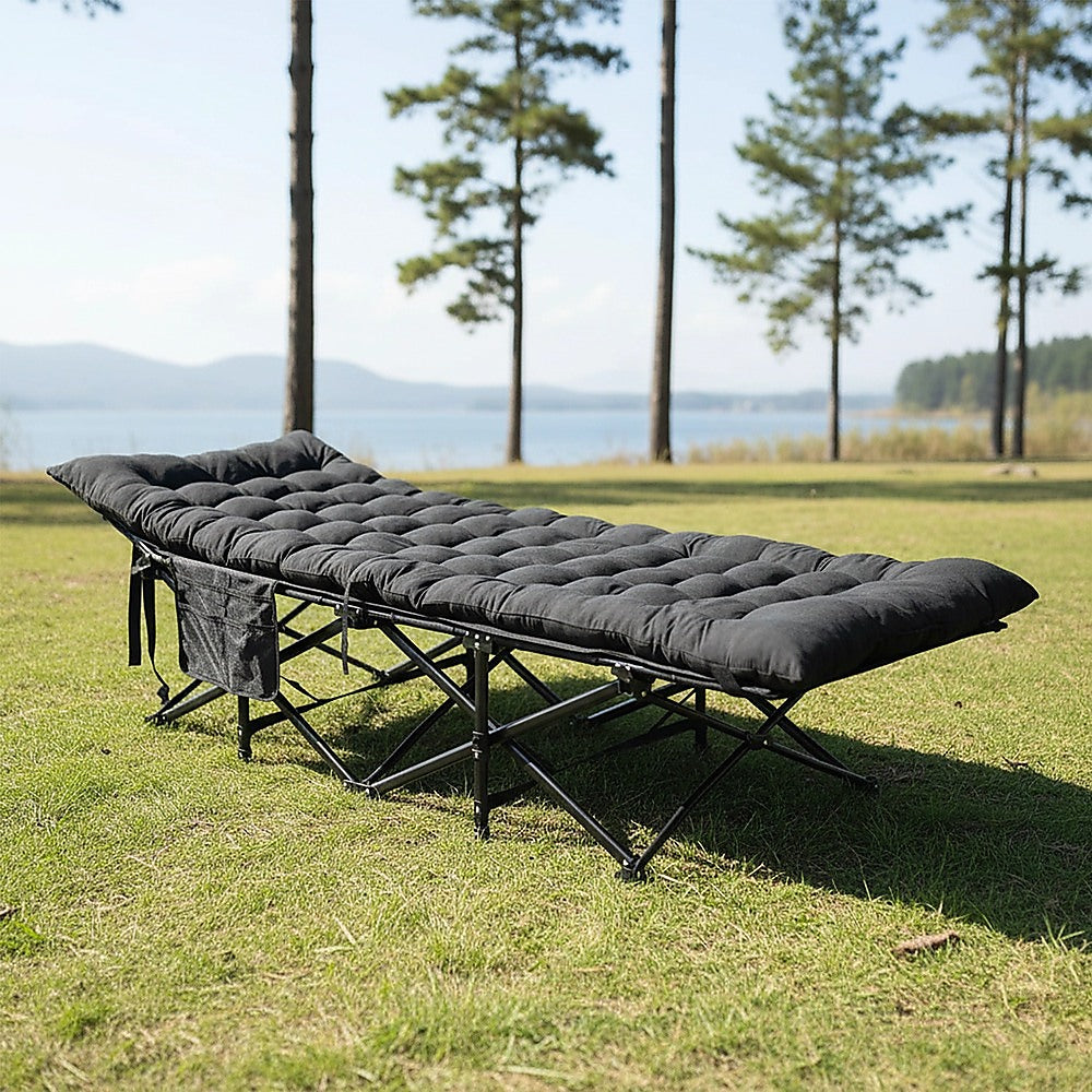 Camping Bed Elevated Cot with Mattress Foldable Outdoor Adult Sleeping - Image 2