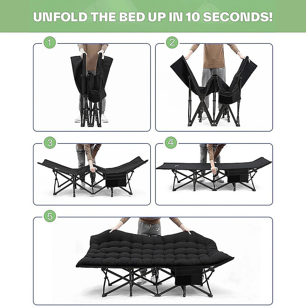 Camping Bed Elevated Cot with Mattress Foldable Outdoor Adult Sleeping - Image 8