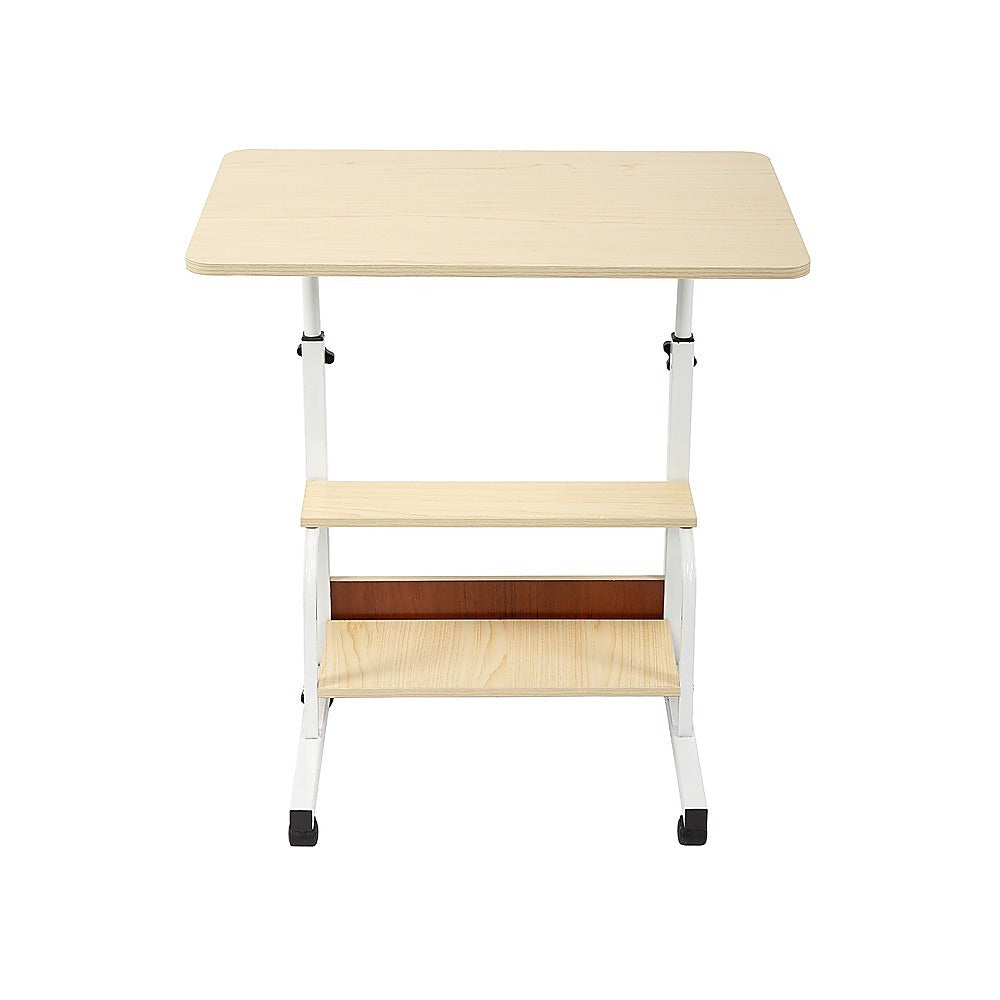 Height Adjustable Rolling Overbed Table 60cm Mobile Computer Desk - Image 4