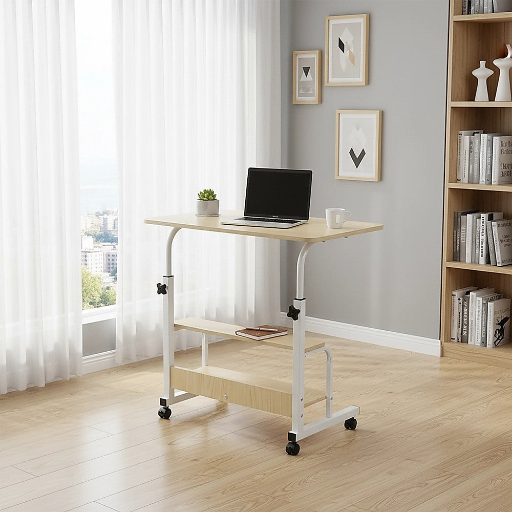 Height Adjustable Rolling Overbed Table 60cm Mobile Computer Desk - Image 7