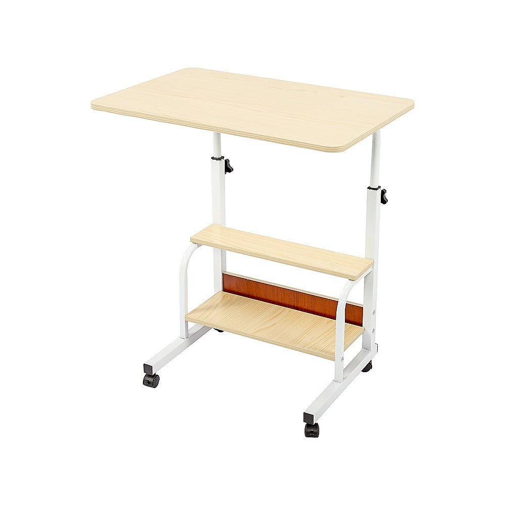 Height Adjustable Rolling Overbed Table 60cm Mobile Computer Desk - Image 8