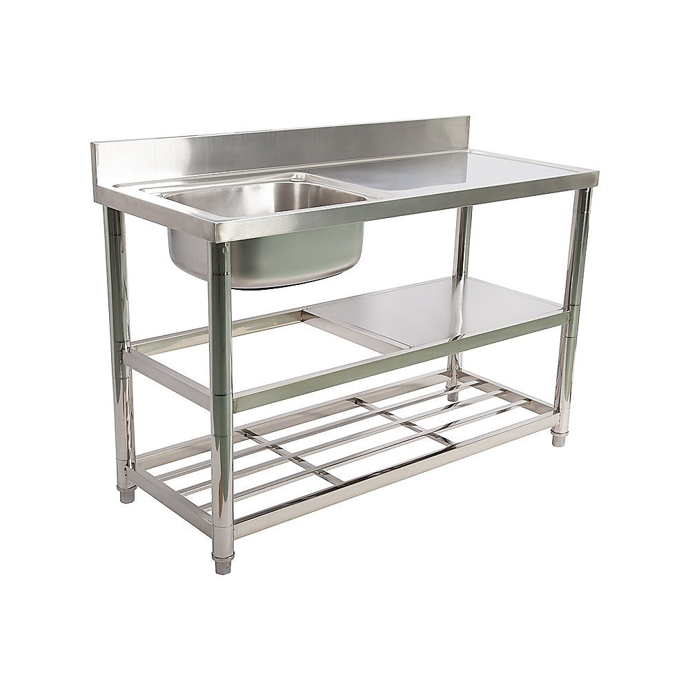 Freestanding Stainless Steel Kitchen Sink 120x50x79cm – Commercial Utility Wash Basin - Image 2