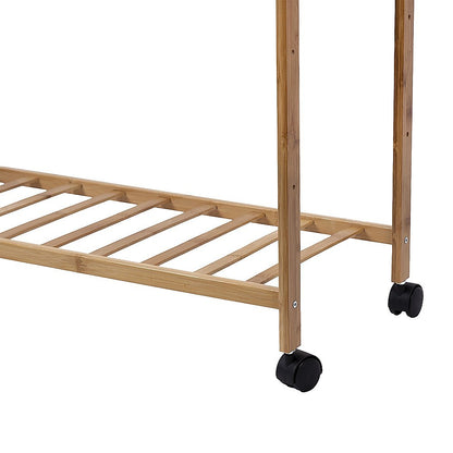 Wooden Clothes Rail with Shelves & Wheels – Open Wardrobe Rack Stand - Image 8