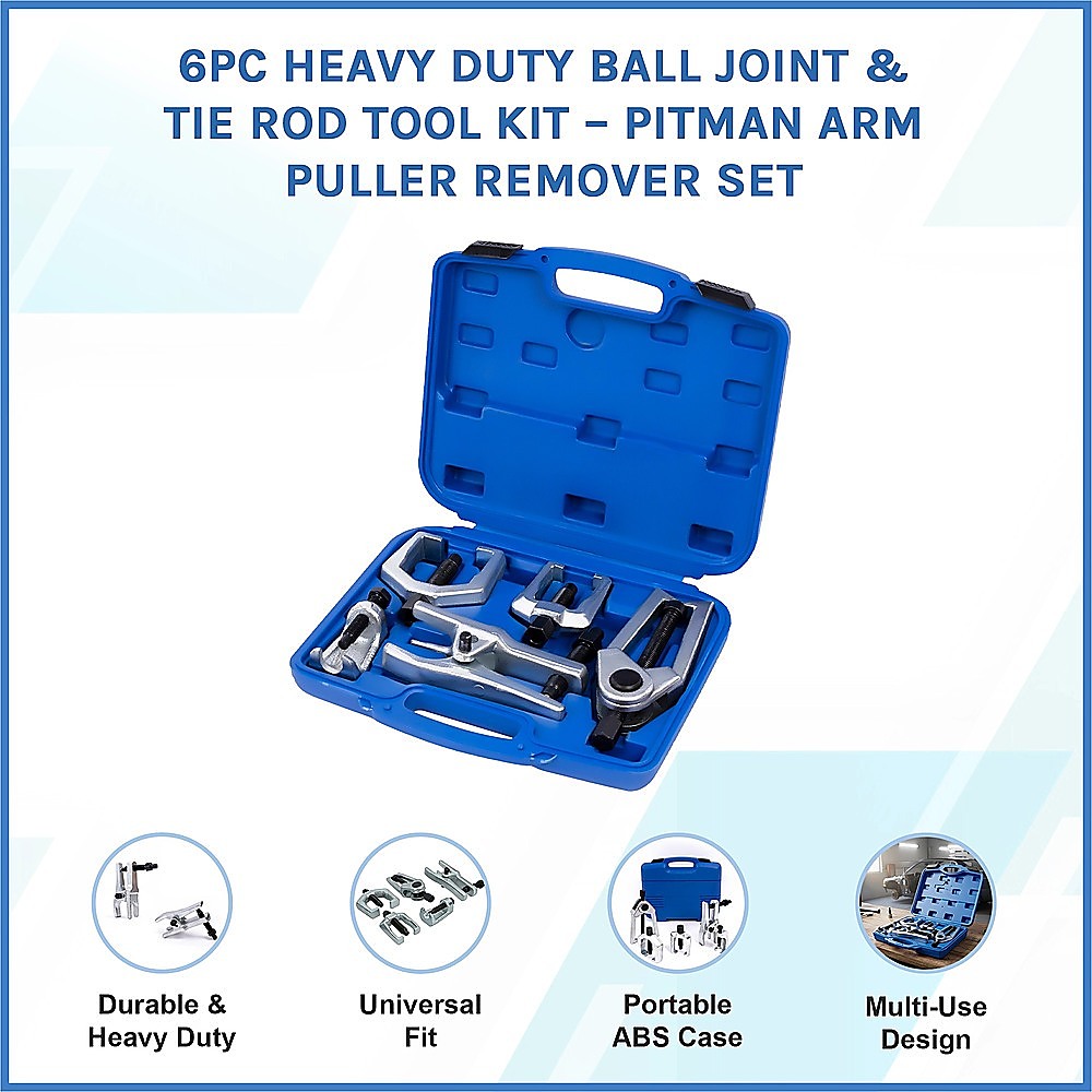 6pc Heavy Duty Ball Joint & Tie Rod Tool Kit – Pitman Arm Puller Remover Set - Image 3