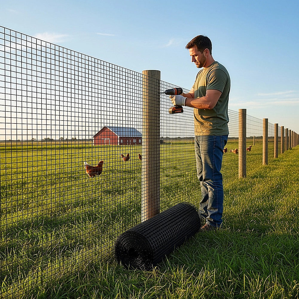 30m Black Chicken Wire Mesh Roll – Heavy Duty Aviary Netting & Garden Fencing for Poultry Enclosures - Image 5
