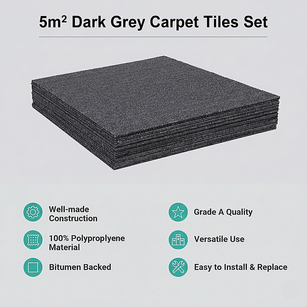 5m² Dark Grey Carpet Tiles Set – Commercial & Domestic Flooring for Office, Retail, Home - Image 6