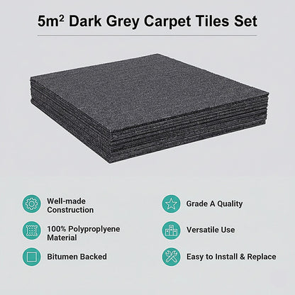 5m² Dark Grey Carpet Tiles Set – Commercial & Domestic Flooring for Office, Retail, Home - Image 6