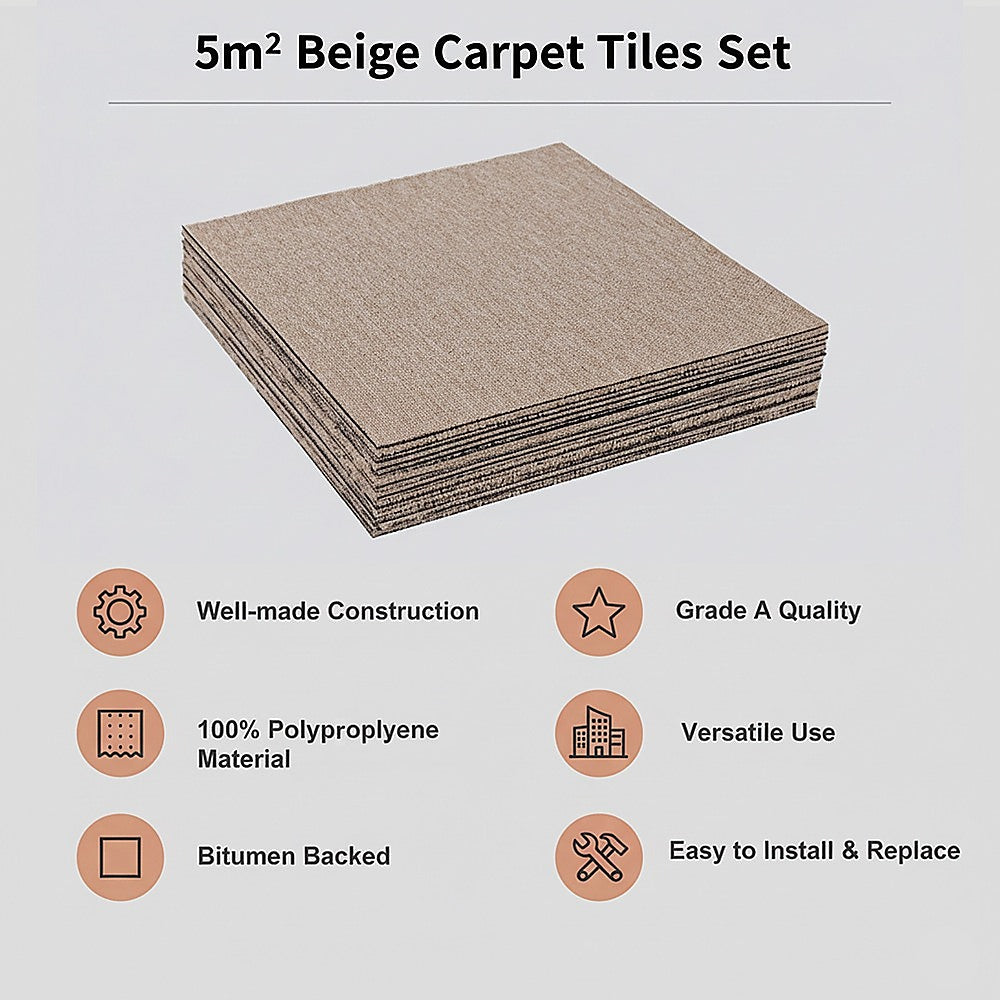 5m² Beige Carpet Tiles Set – Commercial & Domestic Flooring for Office, Retail, Home - Image 4