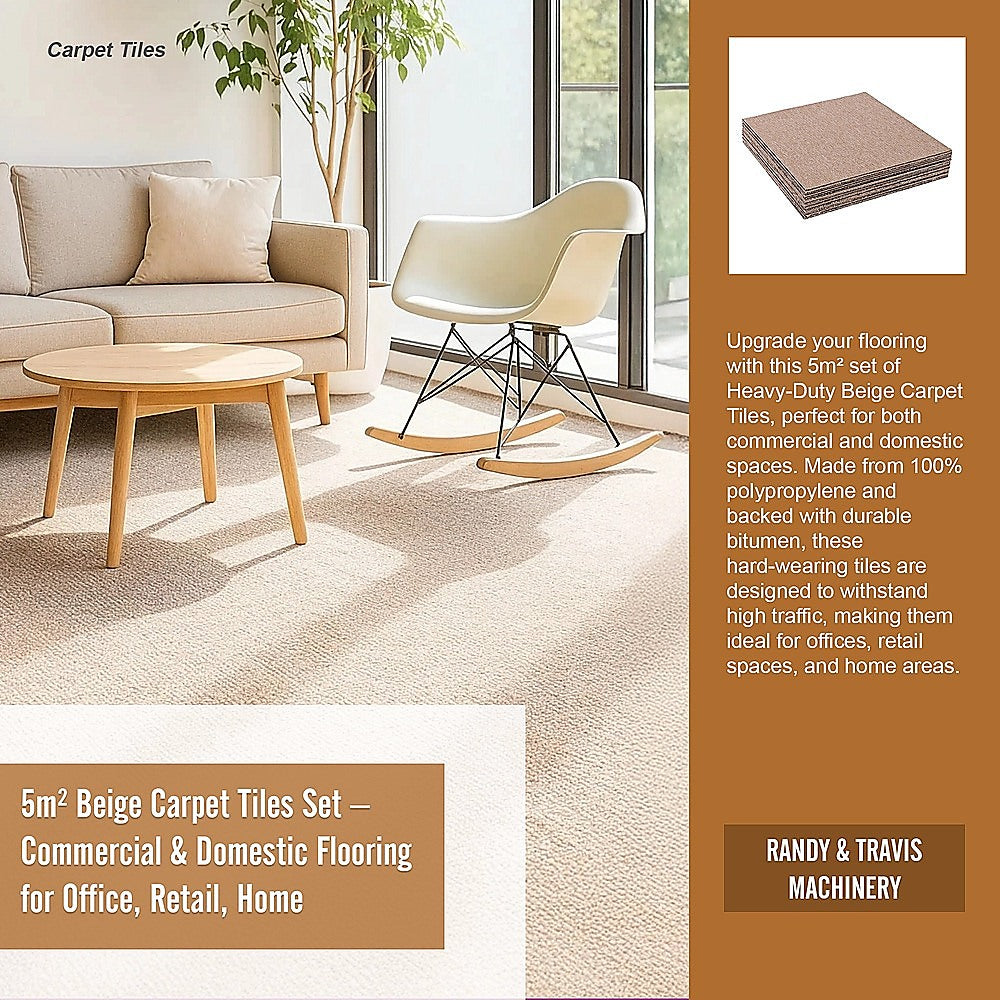 5m² Beige Carpet Tiles Set – Commercial & Domestic Flooring for Office, Retail, Home - Image 5