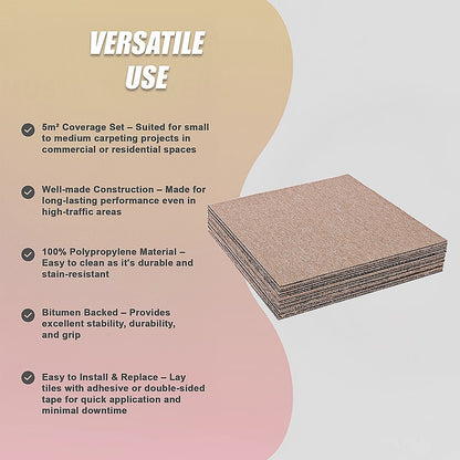 5m² Beige Carpet Tiles Set – Commercial & Domestic Flooring for Office, Retail, Home - Image 6