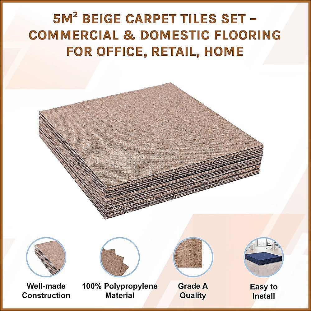 5m² Beige Carpet Tiles Set – Commercial & Domestic Flooring for Office, Retail, Home - Image 8