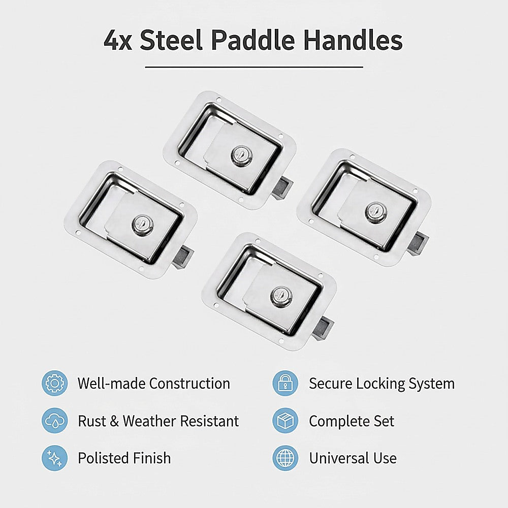 4 x Toolbox Lock Steel Paddle Handles – Heavy Duty Trailer Door Latch Set for Ute & Tool Cabinets - Image 9
