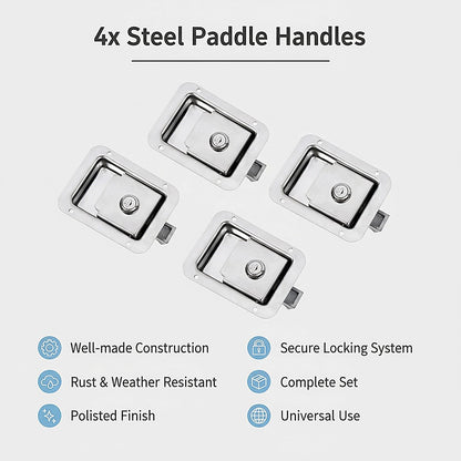 4 x Toolbox Lock Steel Paddle Handles – Heavy Duty Trailer Door Latch Set for Ute & Tool Cabinets - Image 9