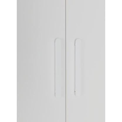 3 Door White Wardrobe – White Handles, Hanging Rail & Shelves - Image 2