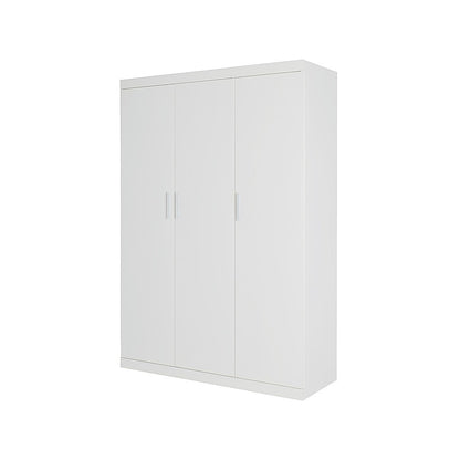 3 Door White Wardrobe – White Handles, Hanging Rail & Shelves - Image 3