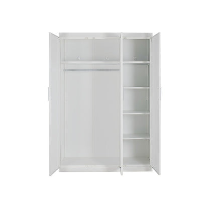 3 Door White Wardrobe – White Handles, Hanging Rail & Shelves - Image 4