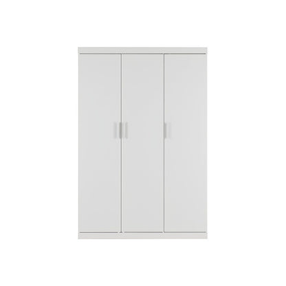 3 Door White Wardrobe – White Handles, Hanging Rail & Shelves - Image 6