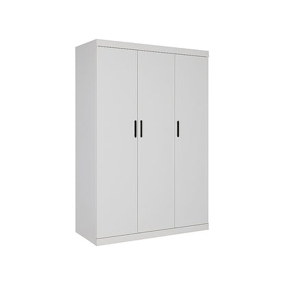 3 Door White Wardrobe – Black Handles, Hanging Rail & Shelves - Image 3