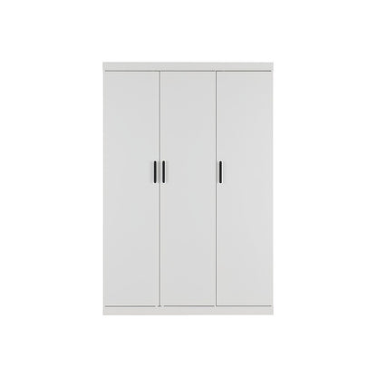 3 Door White Wardrobe – Black Handles, Hanging Rail & Shelves - Image 5
