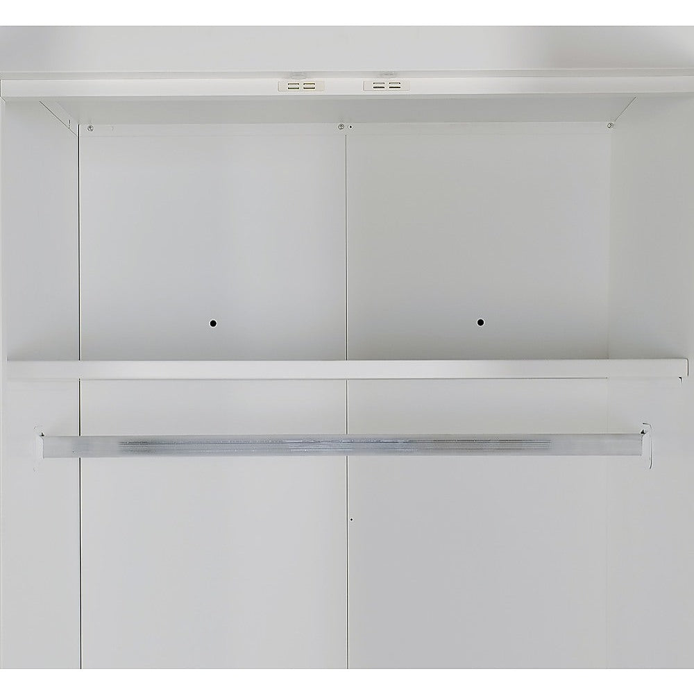 3 Door White Wardrobe – Black Handles, Hanging Rail & Shelves - Image 6