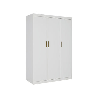 3 Door White Wardrobe – Gold Handles, Hanging Rail & Shelves - Image 2