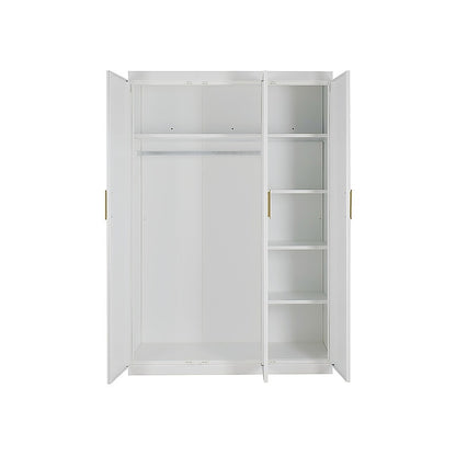 3 Door White Wardrobe – Gold Handles, Hanging Rail & Shelves - Image 3