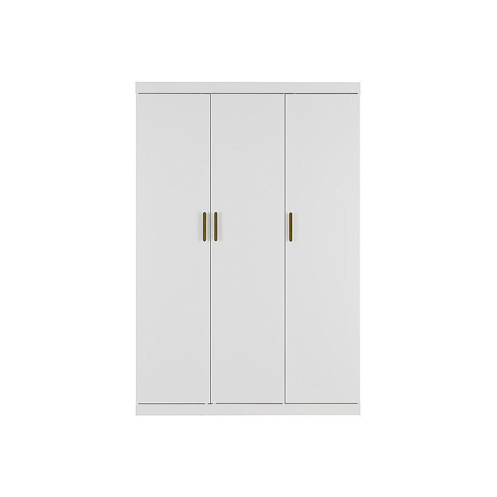 3 Door White Wardrobe – Gold Handles, Hanging Rail & Shelves - Image 4