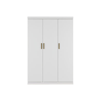 3 Door White Wardrobe – Gold Handles, Hanging Rail & Shelves - Image 4