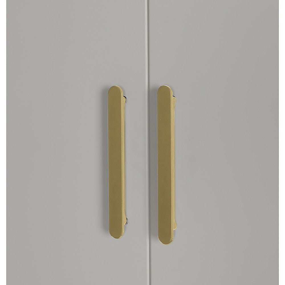 3 Door White Wardrobe – Gold Handles, Hanging Rail & Shelves - Image 5