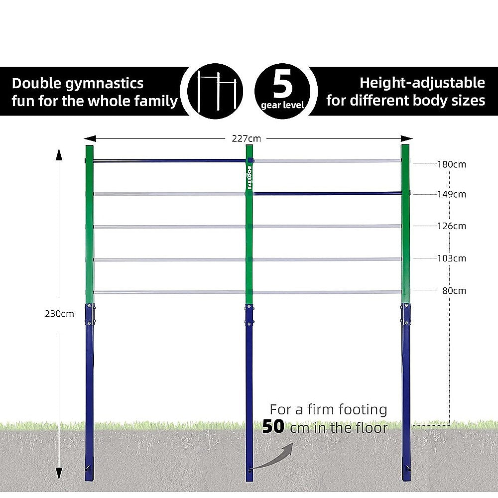 Double Outdoor Pull-Up Bar – Height Adjustable Gymnastics & Fitness Bar - Image 7