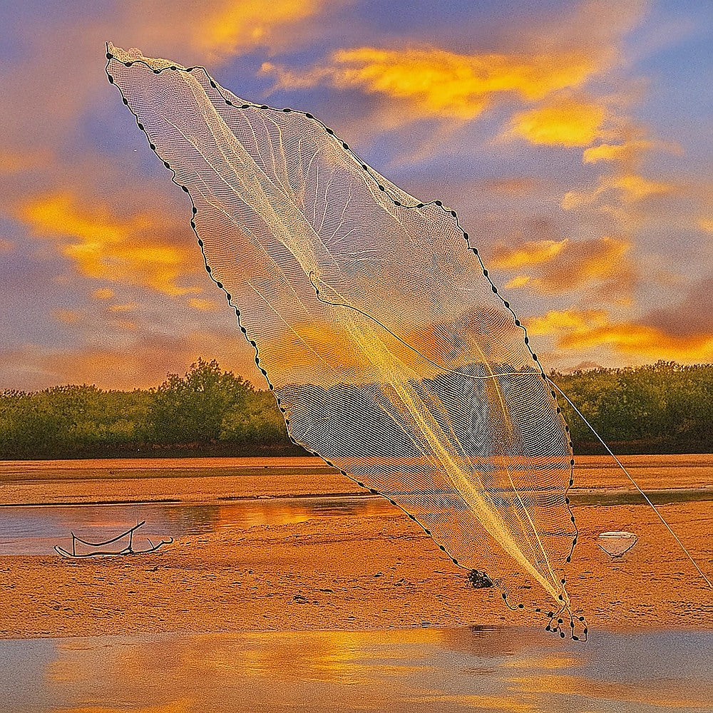 3m Nylon Fishing Cast Net – Quick Throw Mesh with Chain Weights & Drawstring - Image 5