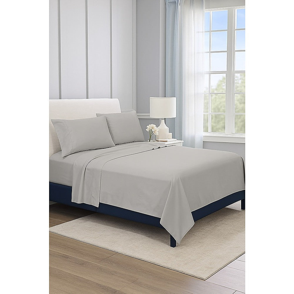 Double Bed Sheet Set – 1800 Series Microfiber, Deep Pocket, Soft & Breathable, Grey - Image 2